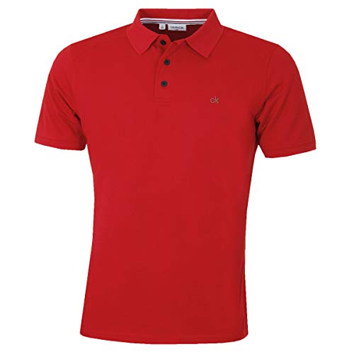 Calvin Klein Herren Campus 3 Knopf Kragen Polo Hemd - Rot - L von Calvin Klein