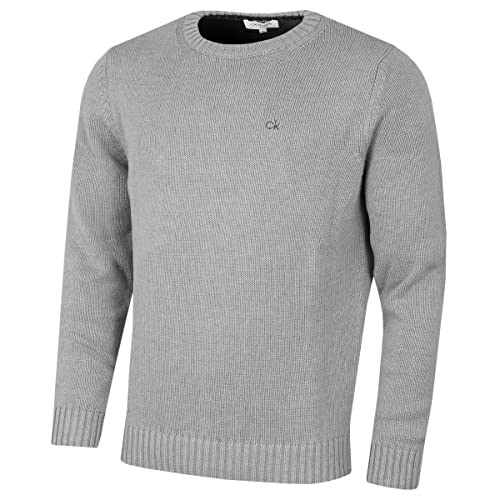 Calvin Klein Chunky Pullover mit Rundhalsausschnitt für Herren Silver Marl - XL von Calvin Klein