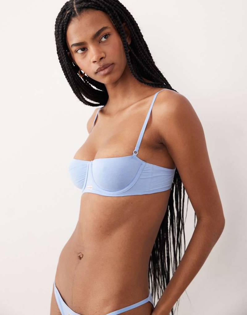 Calvin Klein - Cotton Modal Signature - Ungefütterter Balconette-BH in Blau von Calvin Klein