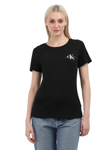 Calvin Klein Jeans Damen Calvin Klein Jeans Kurzarm T-Shirts, Weiß (Ck Black / Ivory), 3XL Große Größen von Calvin Klein