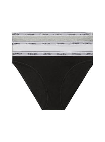 Calvin Klein Damen 3 Pack (Low-Rise) 000QD5207E Bikini Hose, Mehrfarbig (Black/White/Grey Heather), XS von Calvin Klein