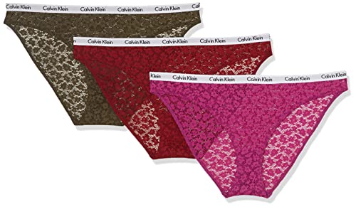 Calvin Klein Damen 3PK 000QD3926E Bikini Hose, Mehrfarbig (Intense Plum/Red Carpet/Olive), L (3er Pack) von Calvin Klein Jeans