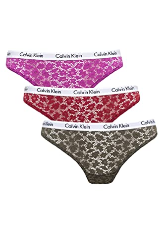 Calvin Klein Damen 3Pk 000QD3925E Brazilian-Slips, Mehrfarbig (Intense Plum/Red Carpet/Olive), S von Calvin Klein Jeans