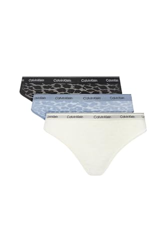 Calvin Klein Damen 3er Pack Brazilian Slips Low-Rise Unterwäsche, Mehrfarbig (Black/Ivory/Troposphere), XXL von Calvin Klein
