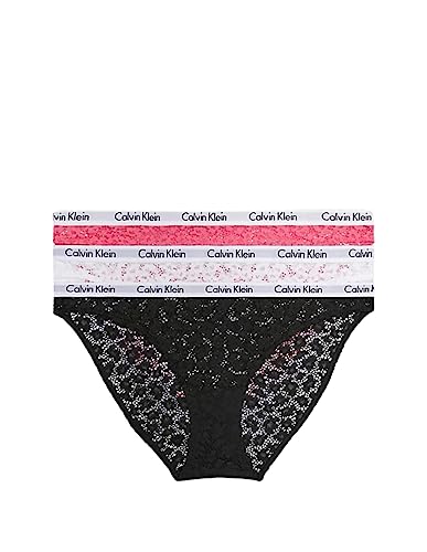 Calvin Klein Damen 3er Pack Slips Bikini Form Baumwolle mit Stretch, Mehrfarbig (Cerise/White/Black), XS von Calvin Klein