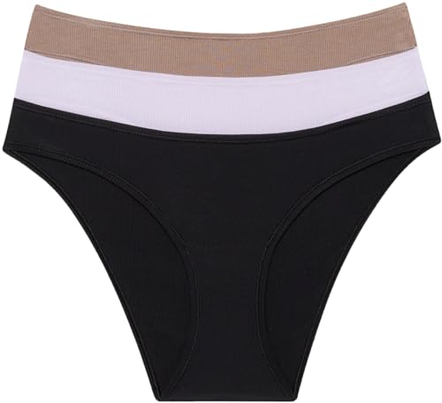 Calvin Klein Damen 3er Pack Slips Bikini Form Gerippt, Mehrfarbig (Black/Lavender Blue/Cavern Stone), M von Calvin Klein