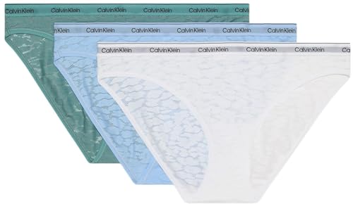 Calvin Klein Damen 3er Pack Slips Bikini Form Low-Rise Unterwäsche, Mehrfarbig (Slate Turqouis/Frozen Fjord/White), M von Calvin Klein