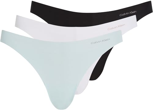 Calvin Klein Damen 3er Pack Slips Bikini Form Nahtlos, Mehrfarbig (Black/White/Island Reef), L von Calvin Klein