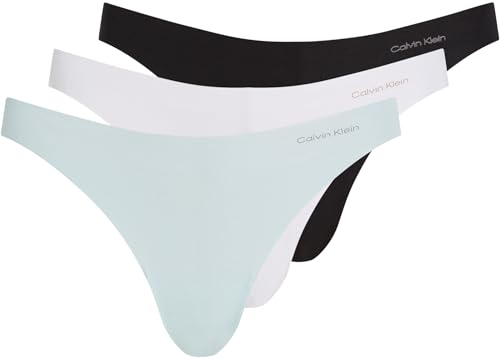 Calvin Klein Damen 3er Pack Slips Bikini Form Nahtlos, Mehrfarbig (Black/White/Island Reef), M von Calvin Klein