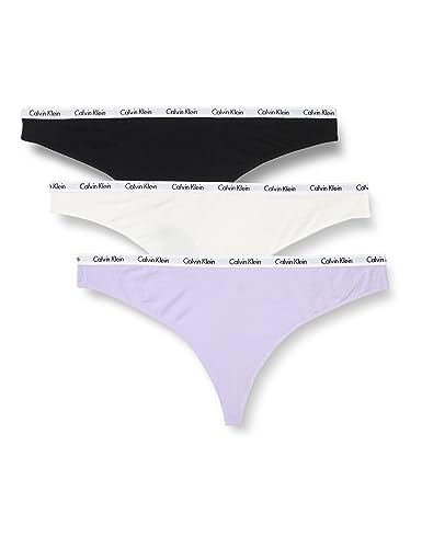 Calvin Klein Damen 3er Pack Strings (Ff) Tangas, Mehrfarbig (Black/White/Pastel Lilac), XL von Calvin Klein