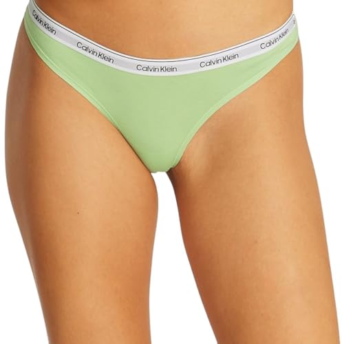 Calvin Klein Damen 3er Pack Strings Thong Unterwäsche, Mehrfarbig (Highline Green/Buff Pink/Gry Htr), XL von Calvin Klein