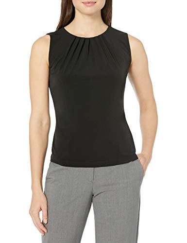 Calvin Klein Damen Ärmelloses Camisole mit Faltenausschnitt Tanktop/Cami Shirt, Schwarz, 38 von Calvin Klein