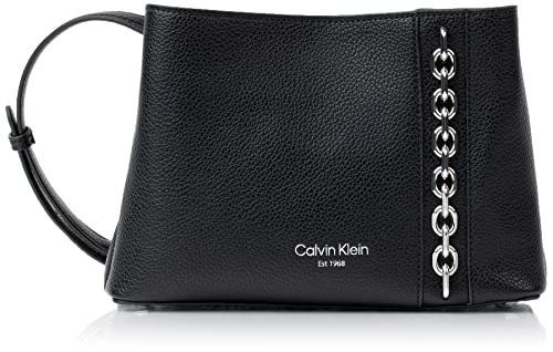 Calvin Klein Damen Adeline Crossbody mit 3 Fächern, Schwarz/Silber von Calvin Klein