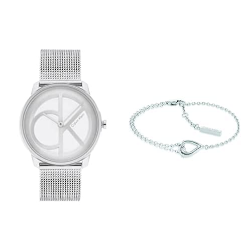 Calvin Klein Damen Analog Quartz Uhr mit Silbernes Zifferblatt und Edelstahlarmband von Calvin Klein