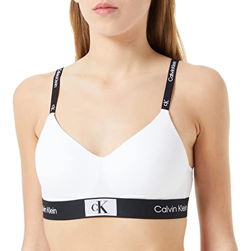 Calvin Klein Damen BH Bralette Light Lined Weich vorgeformte Cups, Weiß (White), L von Calvin Klein