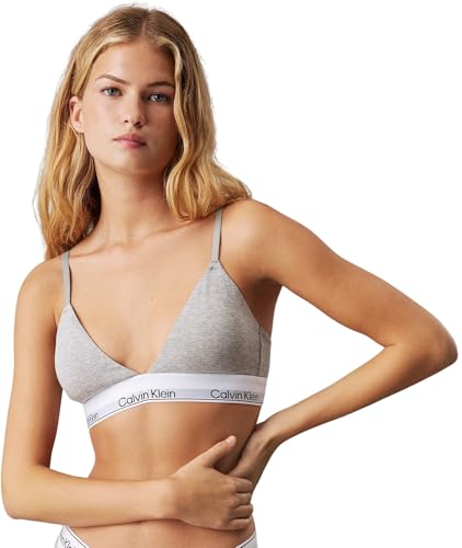 Calvin Klein Damen BH Bralette Triangle herausnehmbare Polster, Grau (Grey Heather), L von Calvin Klein