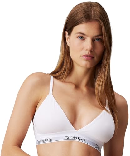 Calvin Klein Damen BH Bralette Triangle herausnehmbare Polster, Weiß (White), S von Calvin Klein