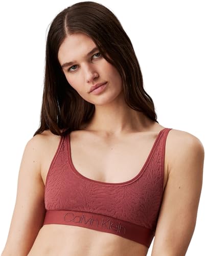 Calvin Klein Damen BH Bralette Unlined mit Spitzen-Details, Rot (Apple Butter), XS von Calvin Klein