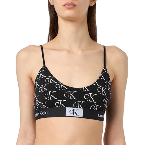 Calvin Klein Damen BH Bralette Weiche Cups, Schwarz (Litho Ck Print+Black), M von Calvin Klein