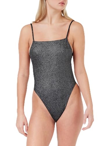 Calvin Klein Damen Badeanzug One Piece Square Neckline Tiefer Rücken, Schwarz (Pvh Black), L von Calvin Klein