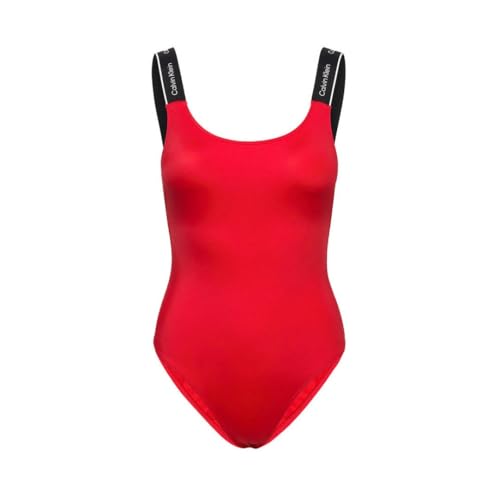 Calvin Klein Damen Badeanzug One Piece Tiefer Rücken, Rot (Cajun Red), L von Calvin Klein