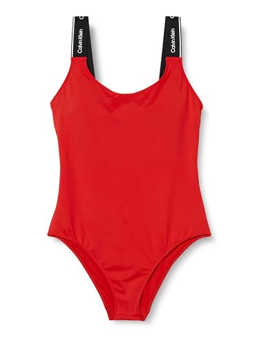 Calvin Klein Damen Badeanzug One Piece Tiefer Rücken, Rot (Cajun Red), M von Calvin Klein