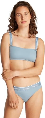 Calvin Klein Damen Bandeau Bikinioberteil Abnehmbare Träger, Blau (Faded Denim), L von Calvin Klein