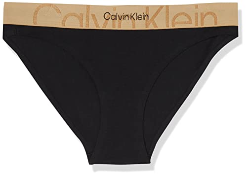 Calvin Klein Damen 000QF7056E Bikini Hose, Schwarz (Black W. Old Gold WSB), M von Calvin Klein