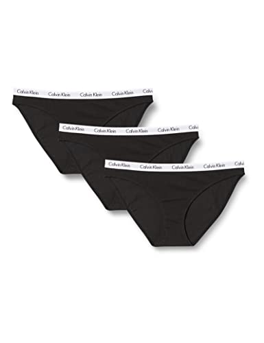 Calvin Klein Damen 3er Pack Slips Bikini Form mit Stretch, Schwarz (Black), L von Calvin Klein