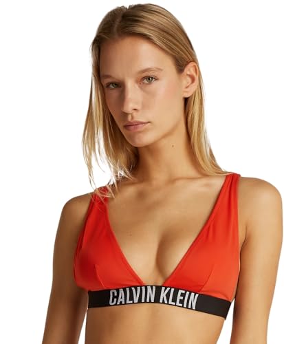 Calvin Klein Damen Bikini Oberteil Bralette Herausnehmbare Polster, Rot (Flaming Chili), M von Calvin Klein