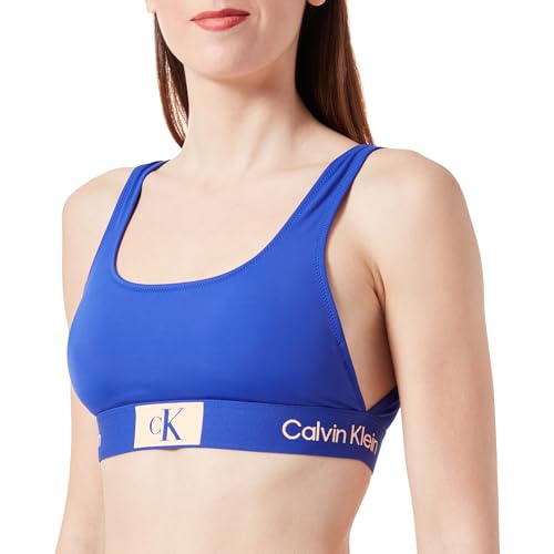 Calvin Klein Damen Bikini Oberteil Bralette ohne Bügel, Blau (Midnight Lagoon), S von Calvin Klein