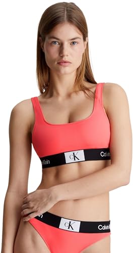 Calvin Klein Damen Bikini Oberteil Bralette ohne Bügel, Rosa (Calypso Coral), XS von Calvin Klein