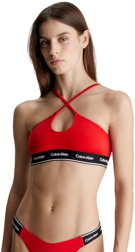 Calvin Klein Damen Bikini Oberteil Halter Bralette ohne Bügel, Rot (Cajun Red), M von Calvin Klein