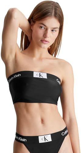 Calvin Klein Damen Bikini Oberteil Longline Bandeau Trägerlos, Schwarz (Pvh Black), XS von Calvin Klein