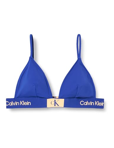 Calvin Klein Damen Bikini Oberteil Triangel Fixed Triangle-Rp ohne Bügel, Blau (Midnight Lagoon), L von Calvin Klein