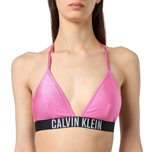 Calvin Klein Damen Bikini Oberteil Triangel Gerippt, Rosa (Bold Pink), 3XL von Calvin Klein