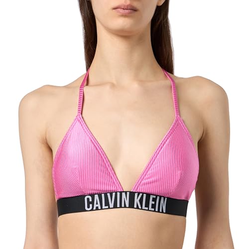 Calvin Klein Damen Bikini Oberteil Triangel Gerippt, Rosa (Bold Pink), S von Calvin Klein
