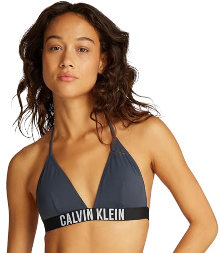 Calvin Klein Damen Bikini Oberteil Triangel Neckholder, Blau (India Ink), M von Calvin Klein