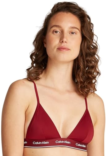 Calvin Klein Damen Bikini Oberteil Triangel Triangle-Rp Logobund, Rot (Plum Glaze), L von Calvin Klein