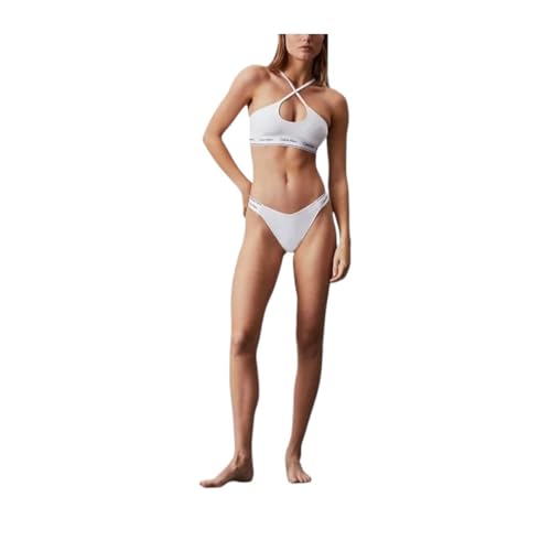 Calvin Klein Damen Bikinihose Delta Bikini mit Logobund, Weiß (Pvh Classic White), L von Calvin Klein