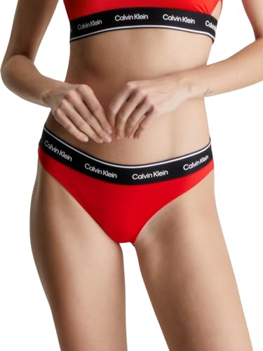 Calvin Klein Damen Bikinihose mit Logobund, Rot (Cajun Red), S von Calvin Klein
