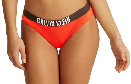 Calvin Klein Damen Bikinihose mit Logobund, Rot (Flaming Chili), XL von Calvin Klein