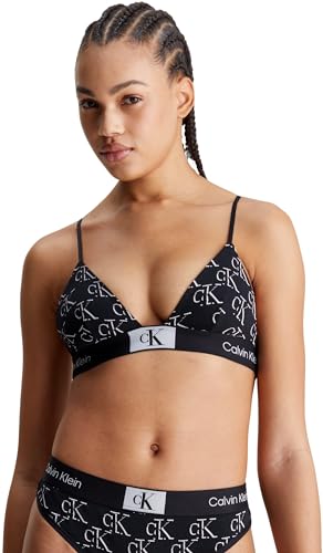 Calvin Klein Damen Bikinitop Triangel Unlined Triangle Weiche Cups, Schwarz (Litho Ck Print+Black), M von Calvin Klein