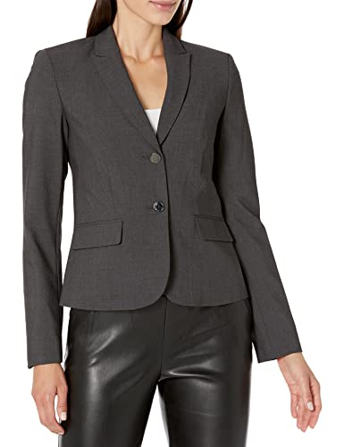 Calvin Klein Damen Blazer mit Zwei Knöpfen (Standard- und Petite-Größen) - grau - 32 von Calvin Klein