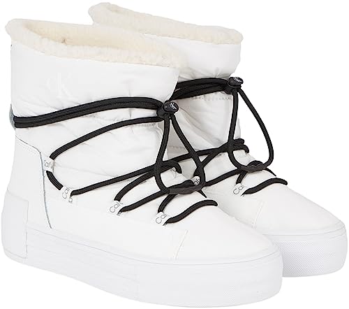 Calvin Klein Damen Bold Vulc FLATF Snow Boot WN YW0YW01181 Vulkanisierte Sneaker, Weiß (Bright White/Black), 40 EU von Calvin Klein