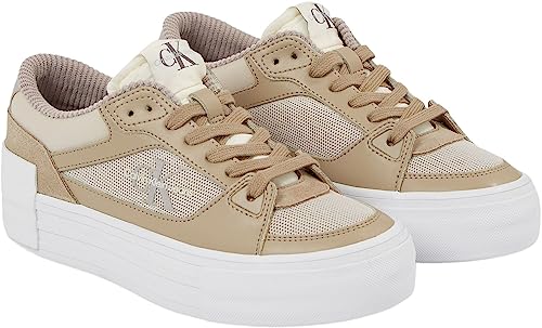 Calvin Klein Jeans Damen Vulcanized Sneaker Bold Vulc Flat Laceup Schuhe, Mehrfarbig (Eggshell/Travertine/Creamy White), 40 von Calvin Klein