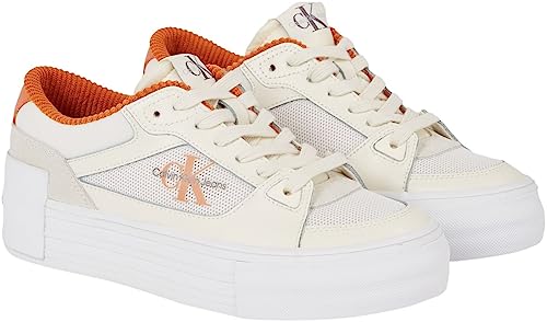 Calvin Klein Jeans Damen Vulcanized Sneaker Bold Vulc Flat Laceup Schuhe, Elfenbein (Bright White/Creamy White/Sun Baked), 36 von Calvin Klein