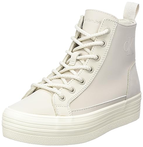 Calvin Klein Jeans Damen Vulcanized Sneaker Bold Mid Flatform Laceup Schuhe, Beige (Eggshell), 38 von Calvin Klein