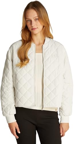 Calvin Klein Damen Bomberjacke Quilted Jacket Dünn, Elfenbein (Ivory), XL von Calvin Klein