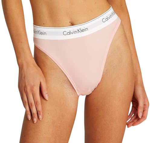 Calvin Klein Damen Brazilian Slip High Leg mit Logobund, Rosa (Buff Pink), XS von Calvin Klein